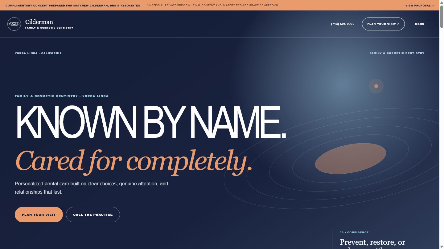 Matthew Cilderman, DDS & Associates homepage concept